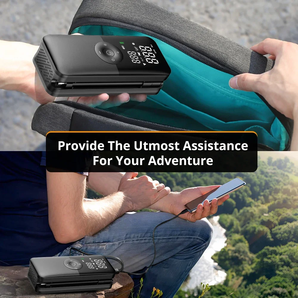 KMIND Portable Tire Inflator Rechargeable Electric Inflator For Car Bicycle Digital Air Compressor Football Ball Pump