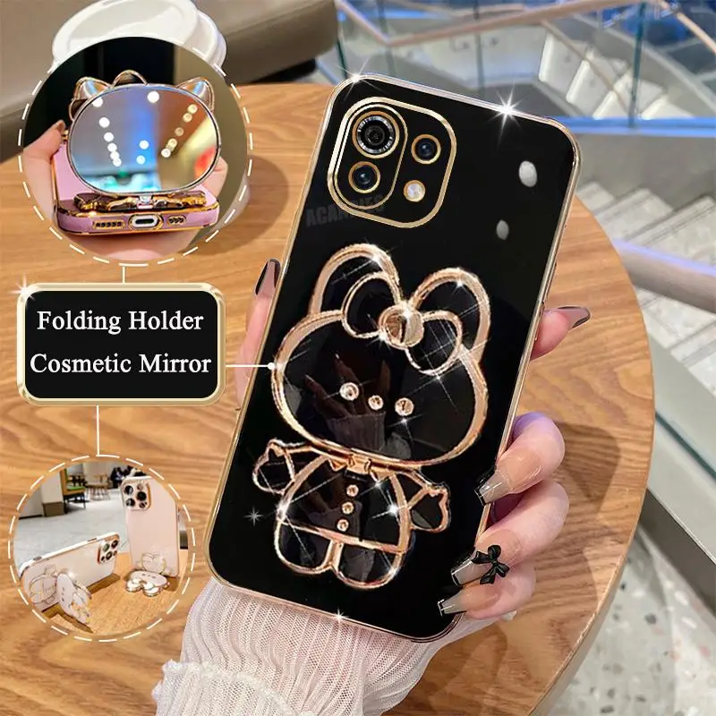 Mi11lite Luxury Plating Mirror Holder Case On For Xiaomi Mi 11
