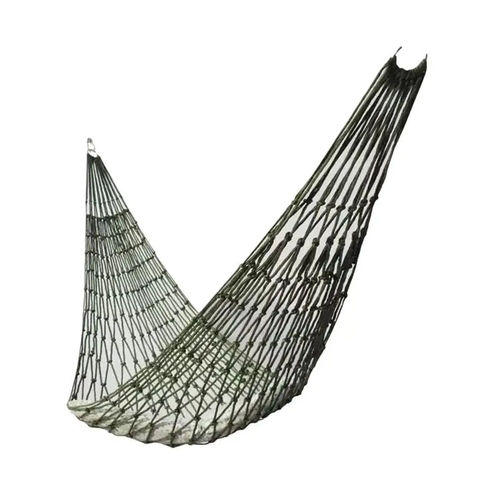 

Single Mesh Hammock Nylon Rope Portable Outdoor Camping Hammock For Beach Yard Travel Garden Swing Hanging Bed Green