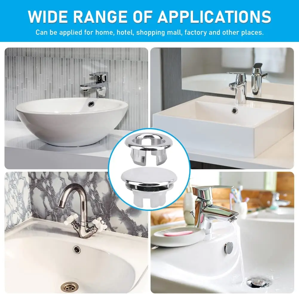5/3/1pcs Kitchen Bathroom Plastic Round Overflow Drain Caps Cover Basin Trim Bath Sink Holes Hollow Wash Basin Overflow Rings