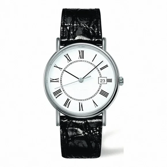 

mens watch Rose Li automatic mechanical Black Leather White Dial