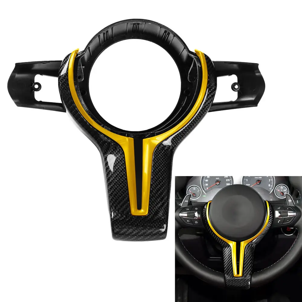 

Carbon Fiber Steering Wheel Trim Replace Fit BMW M X5M X6M F86 Series 1-6 Yellow