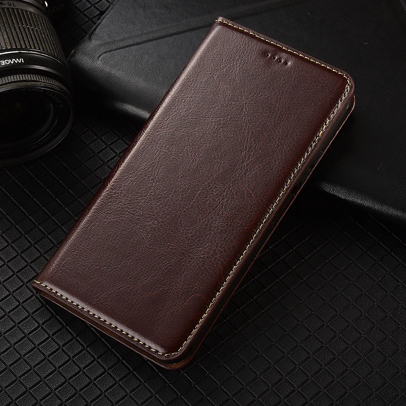 Genuine Leather Skin Flip Wallet Book Phone Case Cover On For