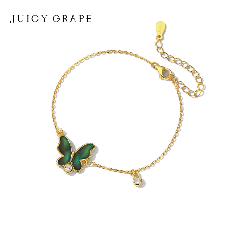 JUICY GRAPE Enamel Butterfly Bracelet Female Simple Fashion Light Luxury Temperament Jewelry For Girlfriends Holiday Gift