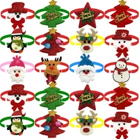 50/100PCS Christmas Small Dog Bow Ties Pet Cat Puppy Bow Ties Small Dog Collar Snowman Deer Holiday Grooming Neckties Bowties 1
