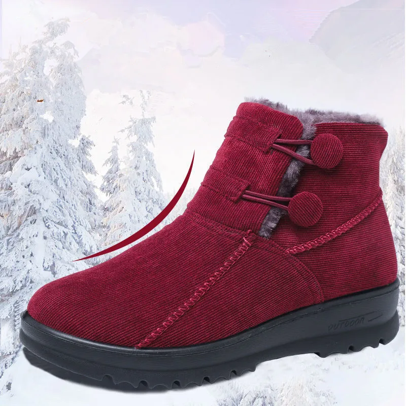 Women Slip On Winter Boots Women Thick Plush Warm Snow Boots Ladies Casual Comfortable Outdoor Ankle Boots Mother Cotton Shoes