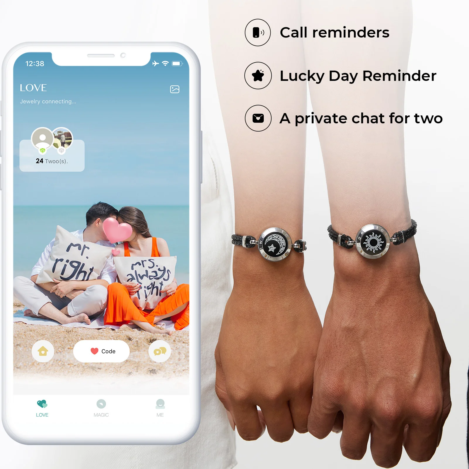 TOTWOO Touch Bracelets for Couples,Light up Algeria | Ubuy