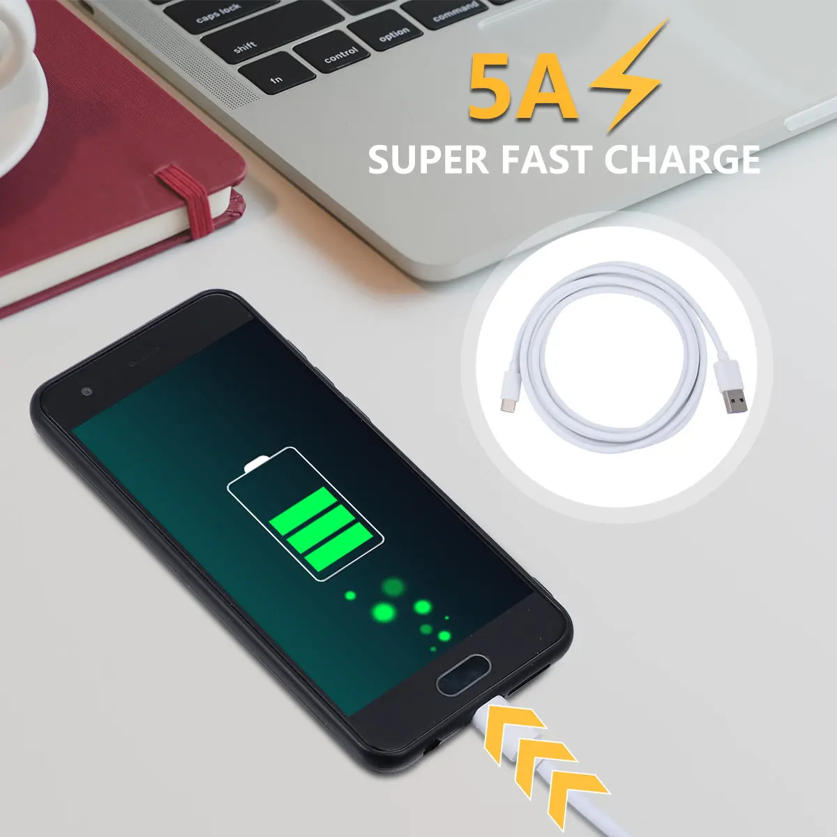 1Pcs Type-C 충전 케이블 3A 빠른 연결 높은 데이터 전송 속도 깨지지 않는 유연한 USB C 코드 호환 가능