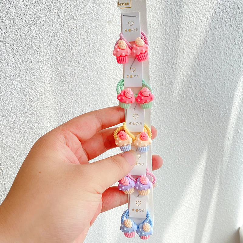 10/2PCS New Cute Cartoon Animal Fruit Kids Elastic Hair Bands Children Hair Ties Girls Hair Accessories Baby Headdress Headwear