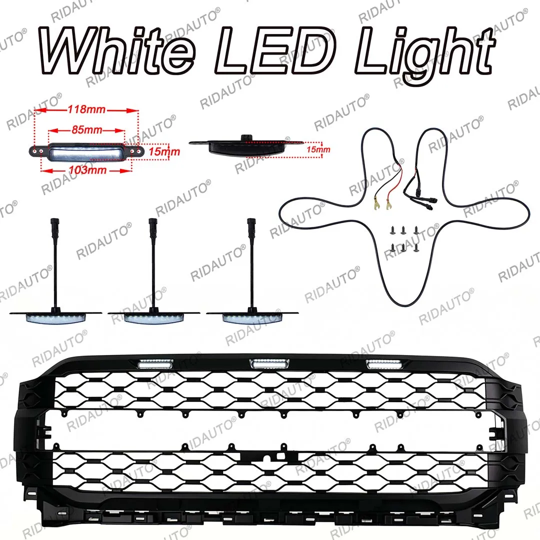 포드 F150 2021 2022 2023 업그레이드 랩터 개조 그릴 DIY 화이트 라이트 LED 램프 랩터 그릴 라이트 3PCS LED 라이트 DRL 라이트
