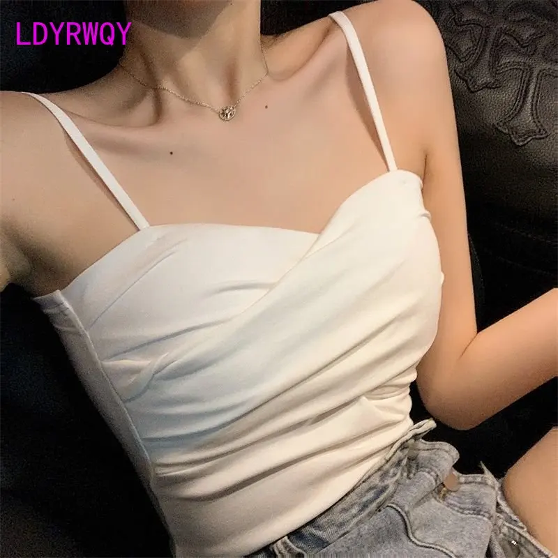 

Sexy outerwear cross versatile suspender tank top female slim summer short sleeveless bottom top female vest camisole Tanks