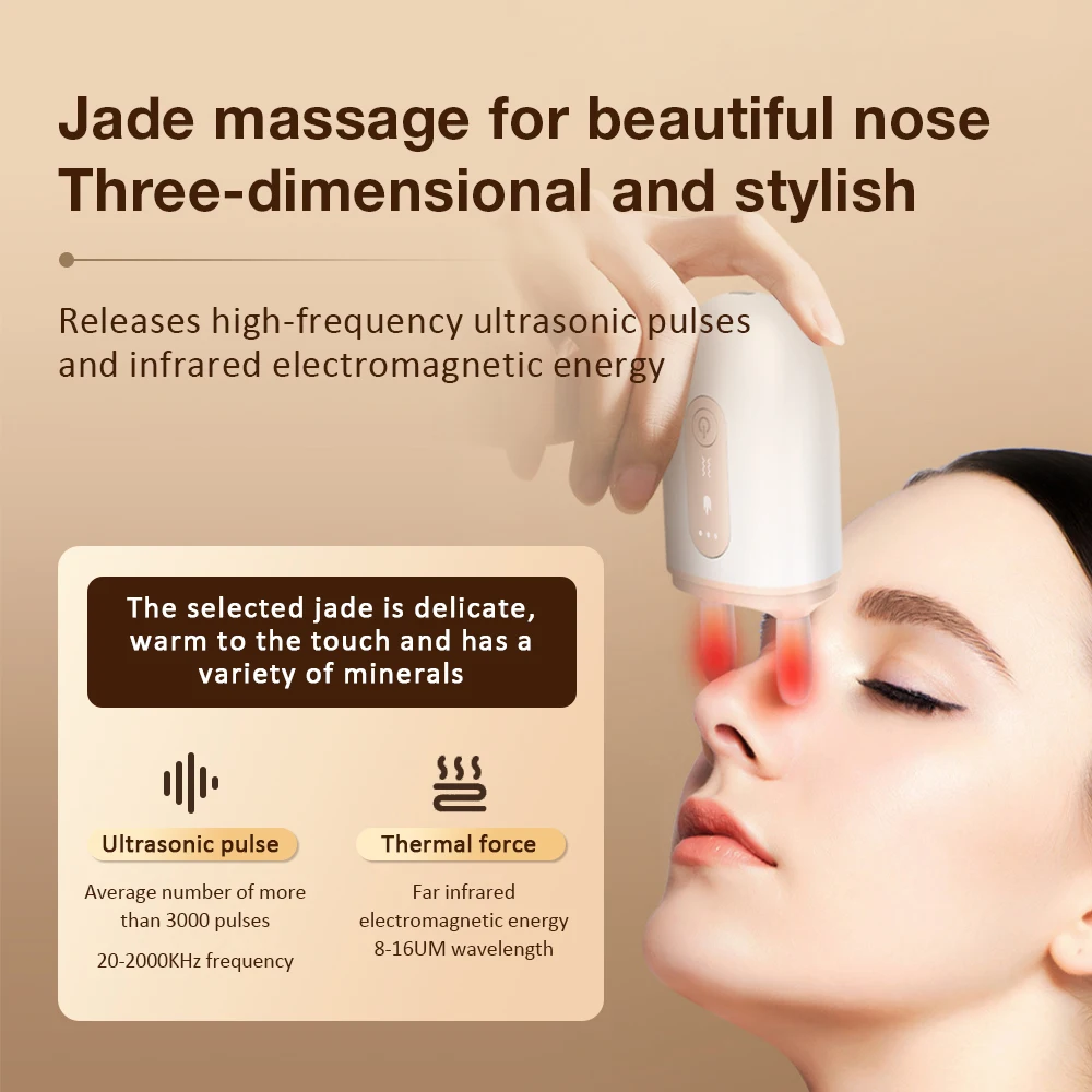 Electric Nose Shaper Lifting Device Facial Skin Scraping Tightening Jade Infrared Hot Compress Nose Vibration Massage Tools
