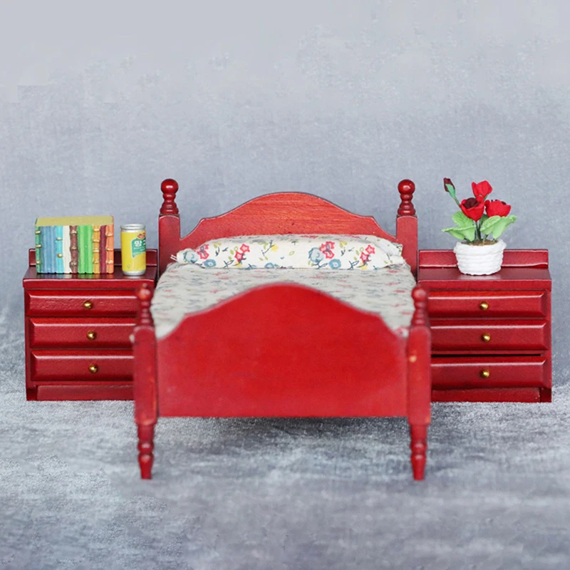 1:12 Dollhouse Miniature Bedside Table Series Storage Cabinet Drawers Model Doll House Bedroom Furniture Decor Accessories Toy 6