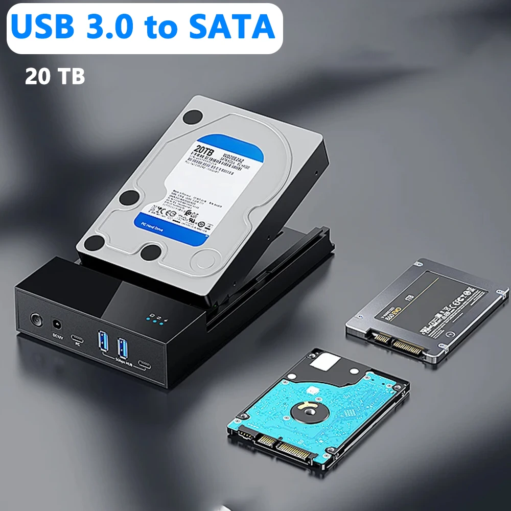 HDD Case 3.5'' 2.5'' SATA to USB 3.0 Adapter External Hard Drive Disk Enclosure For 3.5 Inch SSD Disk 5Gbps 20TB HDD Box Case