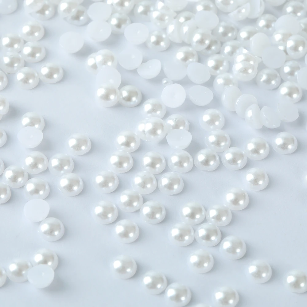 Description Picture 2 of itemYongNing White Beige 2-10mm all sizes Imitation Pearl ABS Plastic Flatback Half Round Loose Beads For Nail Art DIY Craft Garment