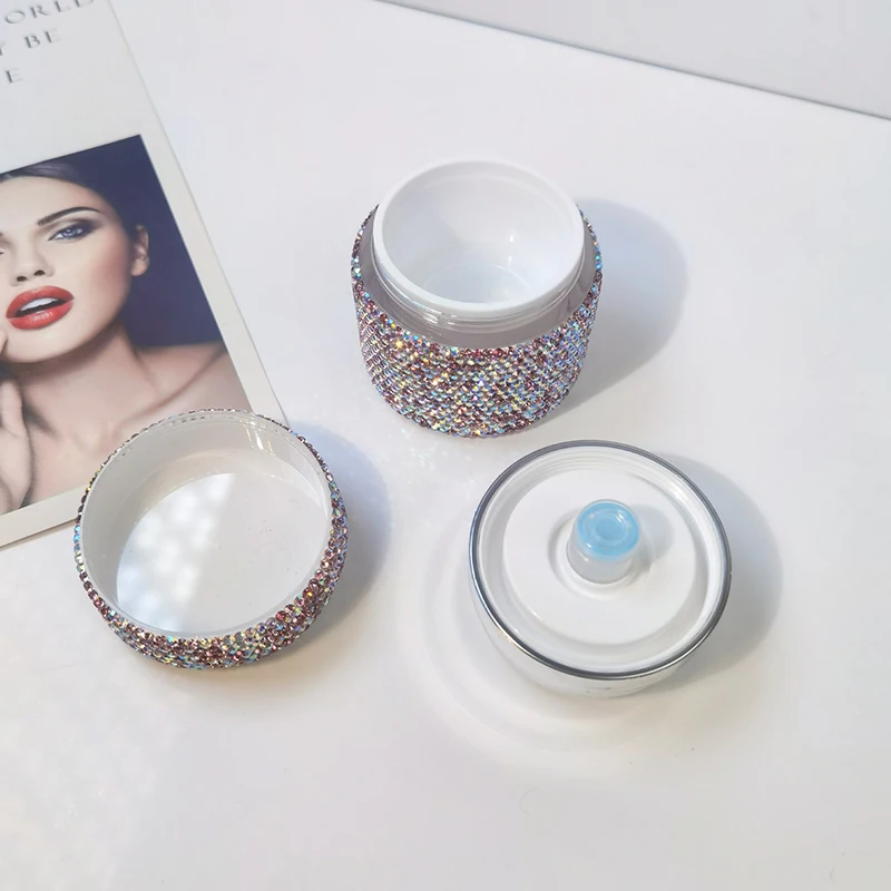 Bling Diamond Press Type Vacuum Bottle Face Cream Lotion Cream Separate Jars Travel Portable Cosmetics Packaging Bottle Acrylic