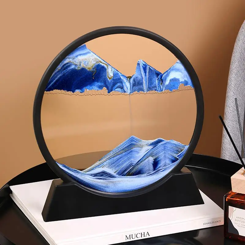 창의적인 모래 그림 장식품 3D TV 거실 사무실 데스크탑 장식 예술적인 유리 모래시계 고급 선물