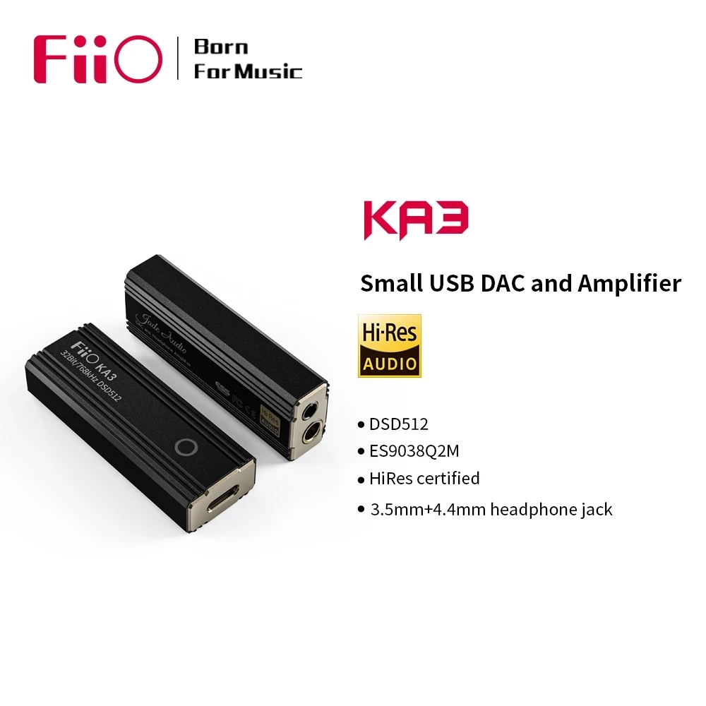 Fiio Jadeaudio Ka3 Tipo C 3.5/4.4 Jack Auricolare Usb Dac Amplificatore Dsd512 Cavo Audio Per Android Ios Mac Windows 10