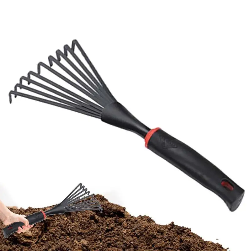 

Ручные садовые грабли, 9 зубьев, грабли, инструмент для удаления соломы, грабли с эргономичной ручкой для ослабления почвы, садоводства и выращивания