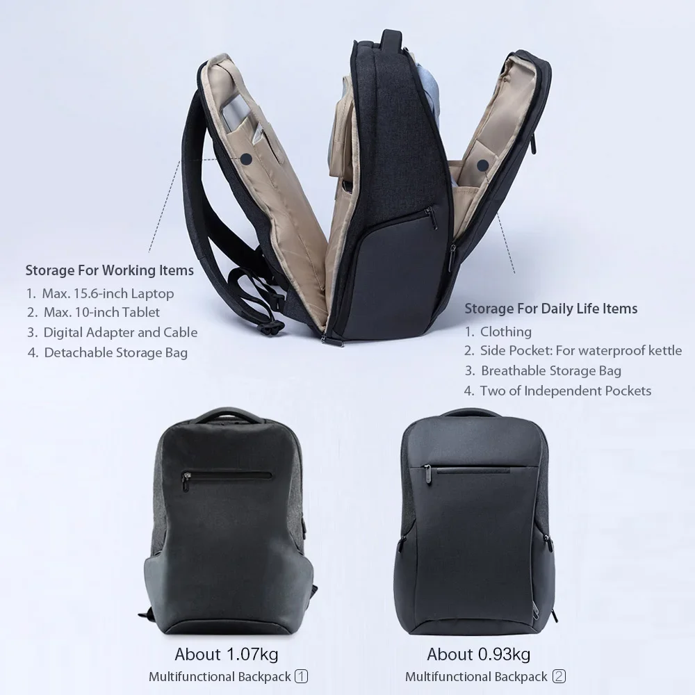 Original Xiaomi Mi Business Travel Backpacks Waterproof Open Bag
