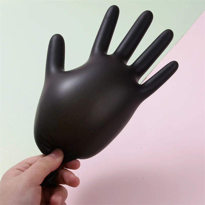Disposable Gloves 100Pack Housework Strong Black Nitrile PVC Latex Free AntiStatic Garden Pet Care Tattoo Work Oil-proof