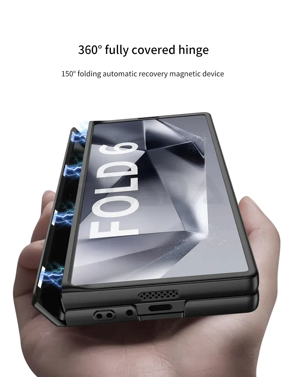 GKK Magnetic Hinge Case with Tempered Glass Bracket & Matte Finish