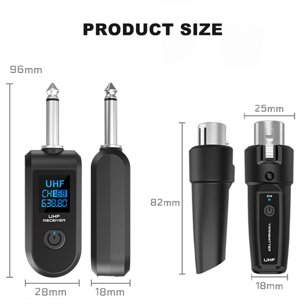Wireless Microphone Converter XLR Transmitter and Receiver Signal Adapter Audio Mixer Dynamic Mic Electric Guitar Bass