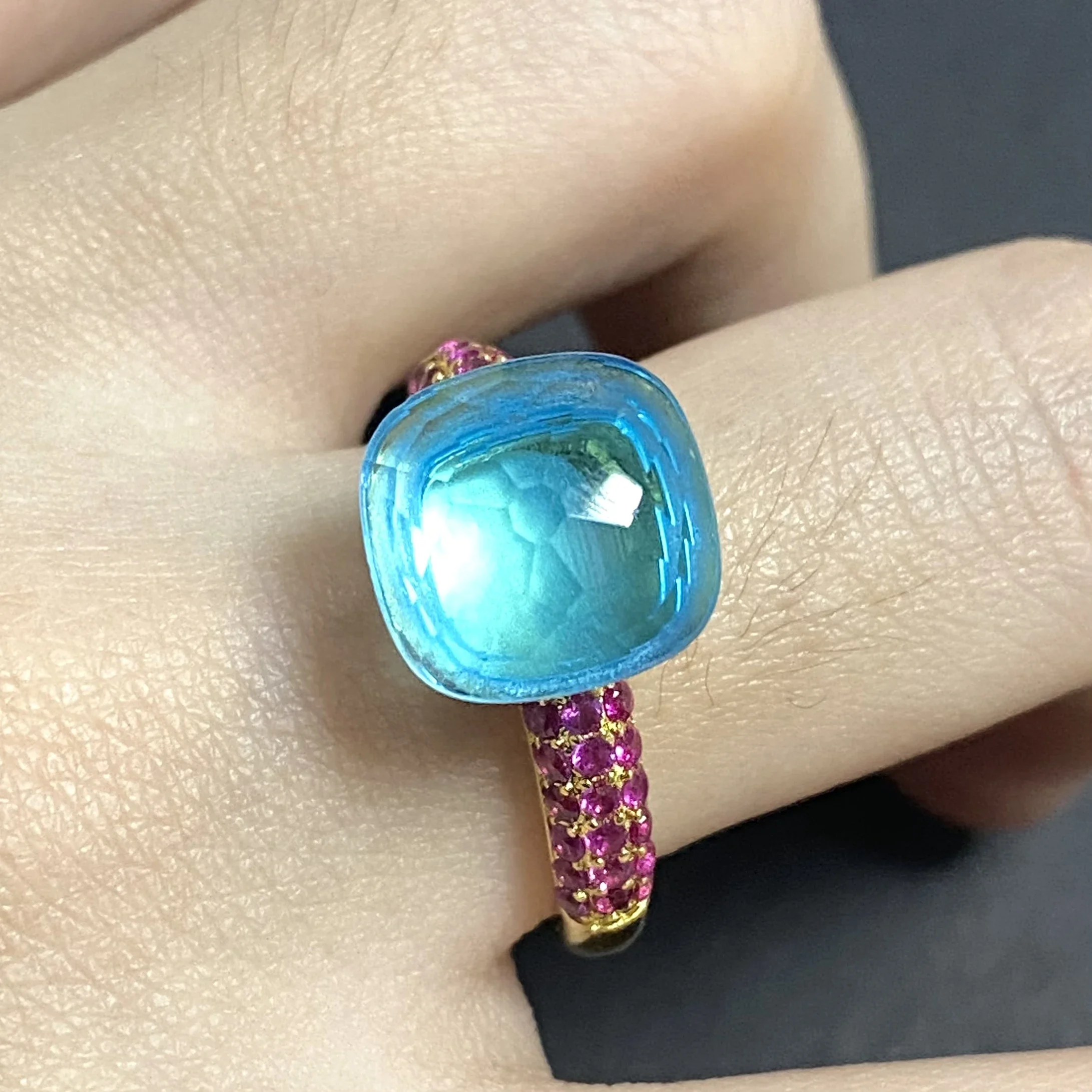 11.6x7mm Nudo Ring Square Candy Crystal Ring With Purple Zircon Crystal Ring For Women Jewelry Gift Birthday 5