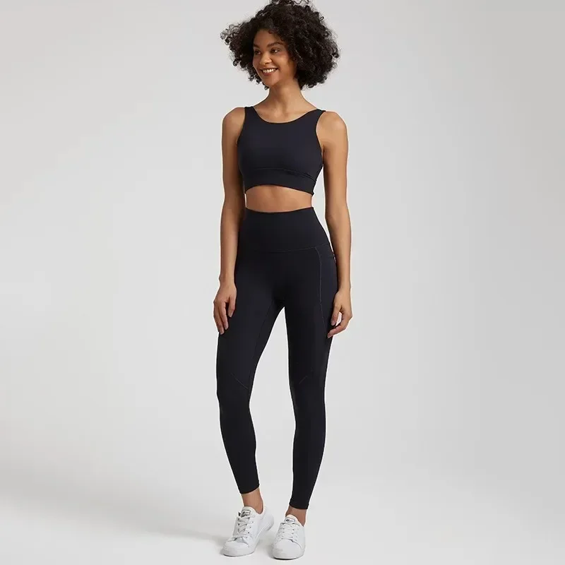 Women Soft Gym Yoga Set Legging Sport Fitness Cross Gym Bra top 2pc Suit Comprehensive Training Jog pocket Women Sportwear