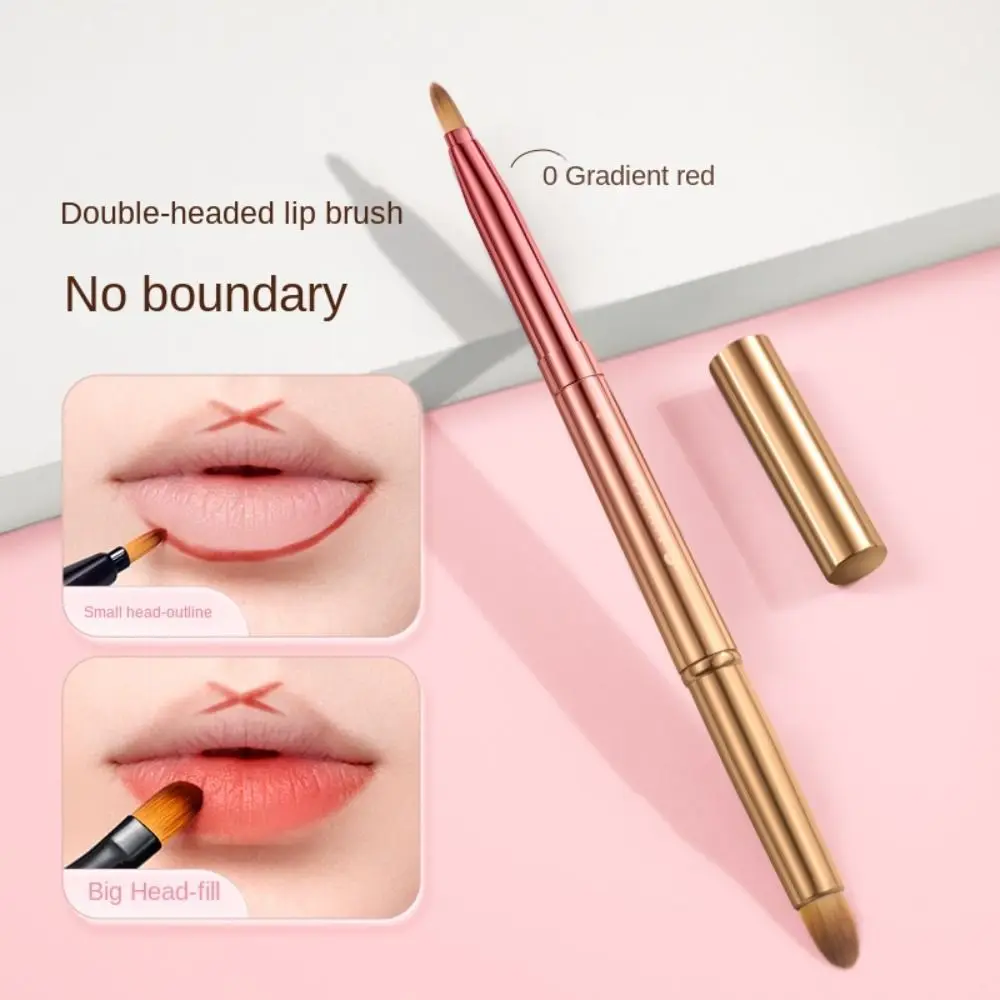 

Dustproof Double-headed Lip Brush Retractable Lip Liner Makeup Brush with Protect Cap Eyeshadow Applicator Concealer Brush