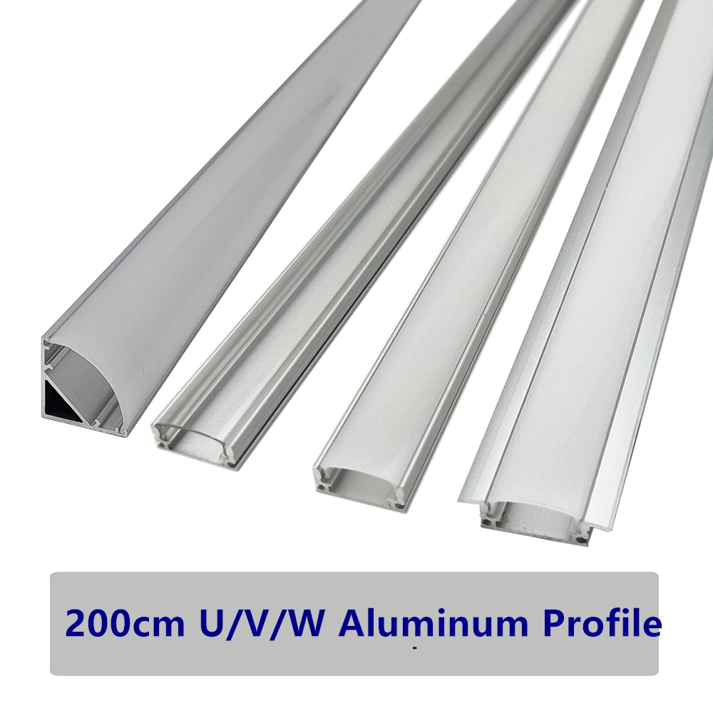 60pcs 2m Aluminum Profile U V Yw Shaped Channel, Led Strip Diffuser