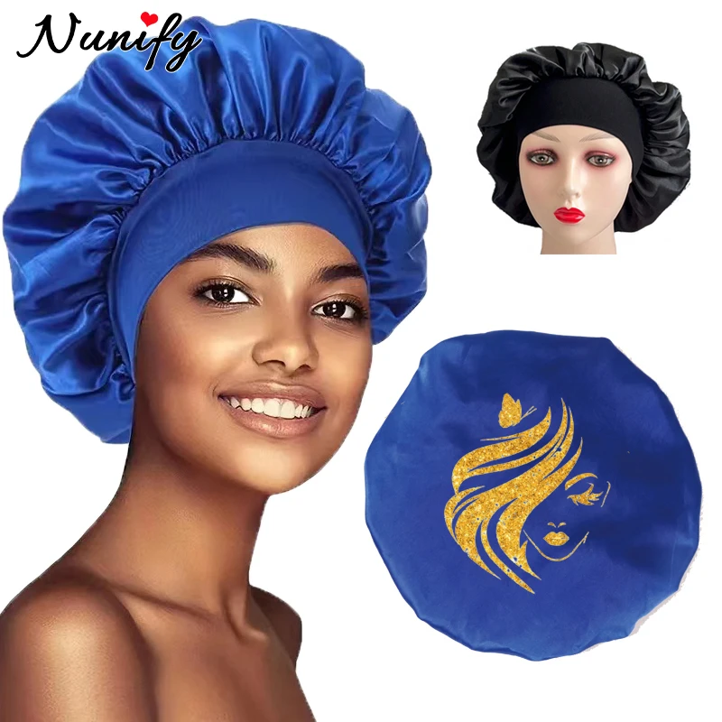 

Private Label Sleeping Caps For Black Women 5Pcs Customize Satin Bonnet For Curly Hair Styling Accessories Hair Caps With Logo