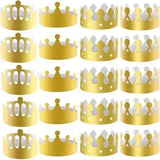 King Crown Party Hats Gold Paper Crowns Kids And Adults 20Pcs For Coronation Celebration party hat,birthday crown