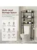 Over The Toilet Storage Rack 3 Tier Bathroom Organizer Over Toilet Freestanding Space Saver Toilet Stand with 2 Hooks Ba 3