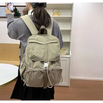 Zaino da Viaggio Casual in Stile Giapponese, Ultraleggero, Grande Capacità, Borsa Scolastica Monocolore, Zaino da Campeggio Unisex