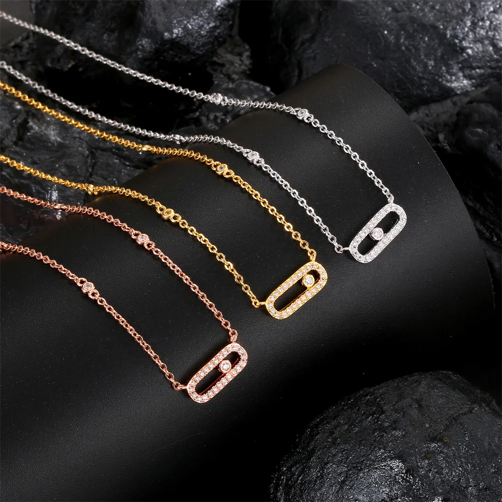 

MESSICA round diamond 100% 925 sterling silver sliding necklace pendant fashion trend jewelry