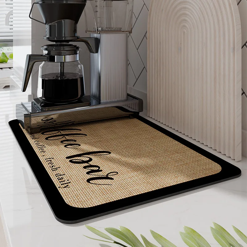 Coffee Bar Mat Accessories for Countertop Rubber Dish Drying Mats