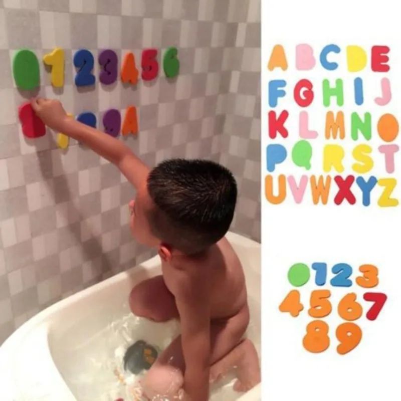36pcs/set Alphanumeric Letter Bath Puzzle EVA Kids Baby Toys Early Educational Kids Bath Funny Toy Bathroom Suction Up Water Toy 3
