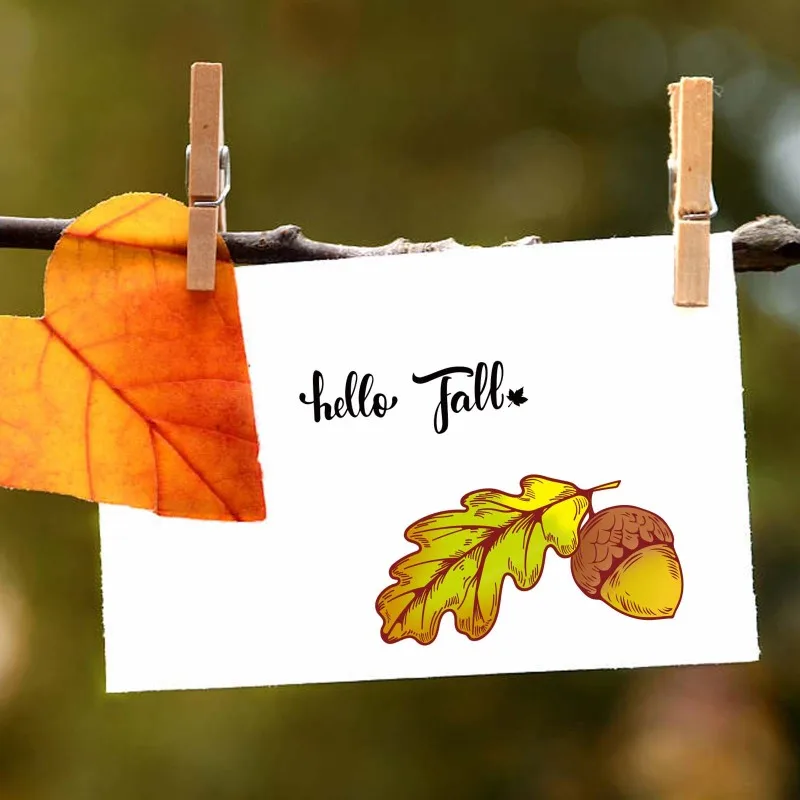 Silicone Clear Stamp Maple Leaf Acorn Fallen Leaf for Scrapbook Journal Clear Rubber Stamps