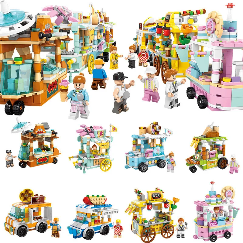 

3D Model Micro Bricks House Mini Building Blocks Creative City Store Street View Snack Market Education DIY Gift For Boy girl