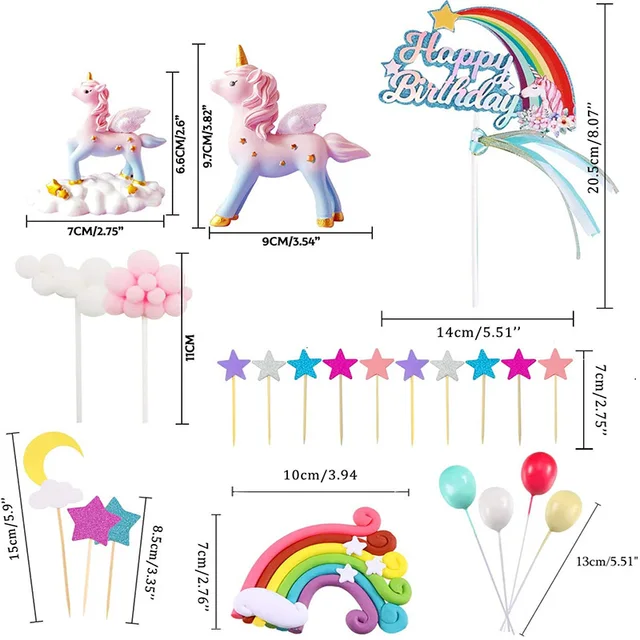 1/17pcs Cartoon Unicorn Party Decorations Decorate A Unicorn Cake With A  Tag Flag Pulling Set Unicorn Birthday Party Baby Shower - AliExpress