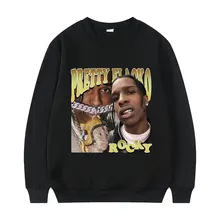 

Spring New Awesome Rap Hip Hop ASAP Rocky Portrait Graphic Print Sweatshirt Men's Cotton Pullover Men Women Fashion Sweatshirts