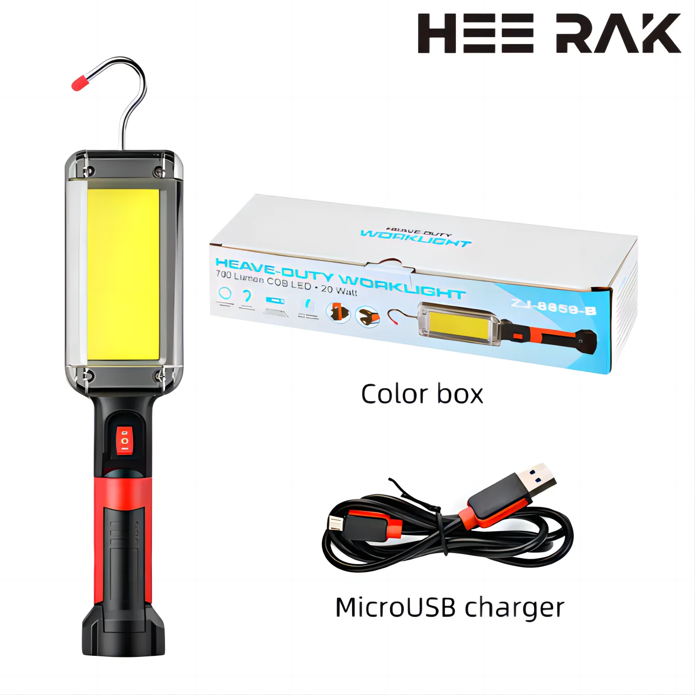 LED Flashlight 1pcs USB Rechargeable COB Work Light