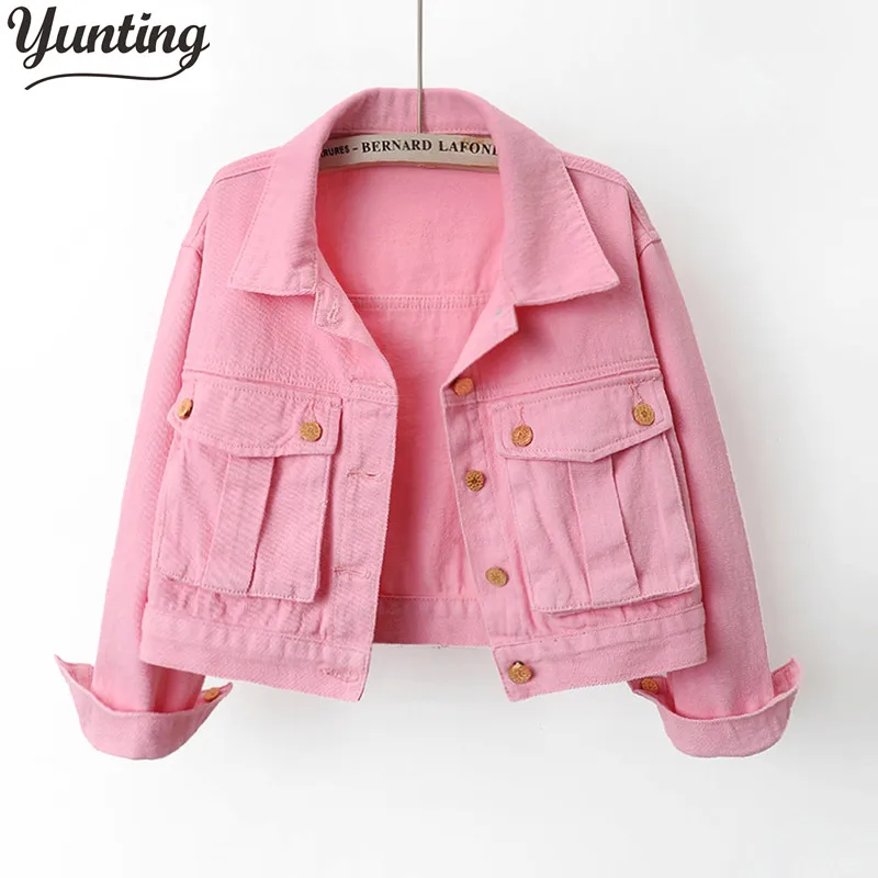 

Classic Denim Jacket Women Jeans 2023 Boyfriend Oversize Loose Coat Veste Femme Pink Mujer
