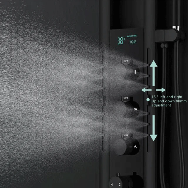 ระบบฝักบัวอาบน้ำแบบติดผนังสุดหรู พร้อมจอแสดงผลดิจิตอล ฝักบัวแบบเรนชาวเวอร์ สำหรับห้องน้ำ พร้อมก๊อกผสมทองเหลือง ชุดฝักบัวอาบน้ำครบชุด 4