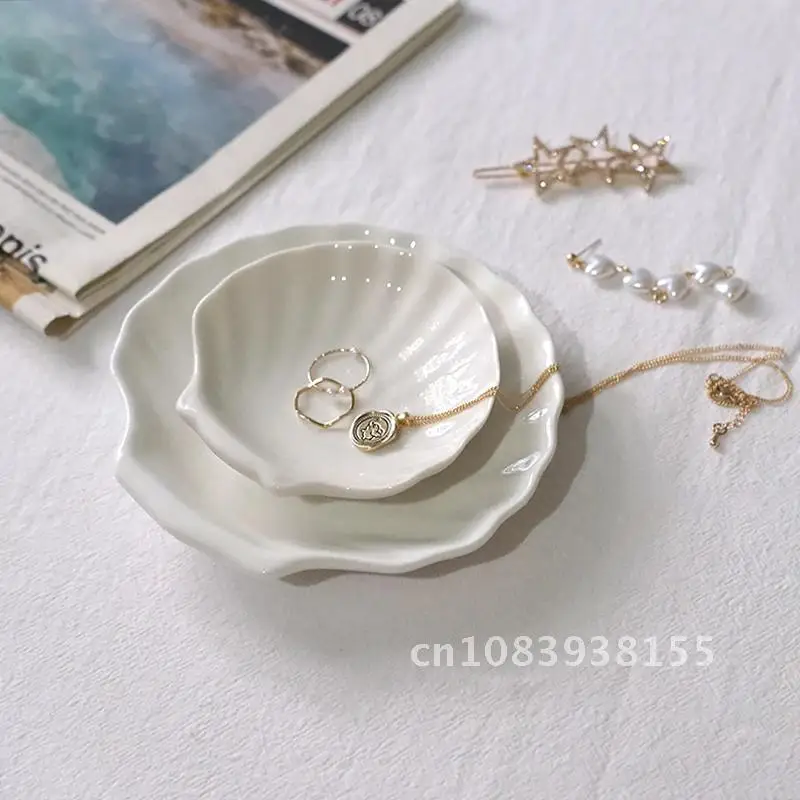 

Plate Ceramics Dinnerware Plate Shell Trays Storage Creative Plate Dessert Plate Dinner Snack Fruit Trays Storage Western Dishes
