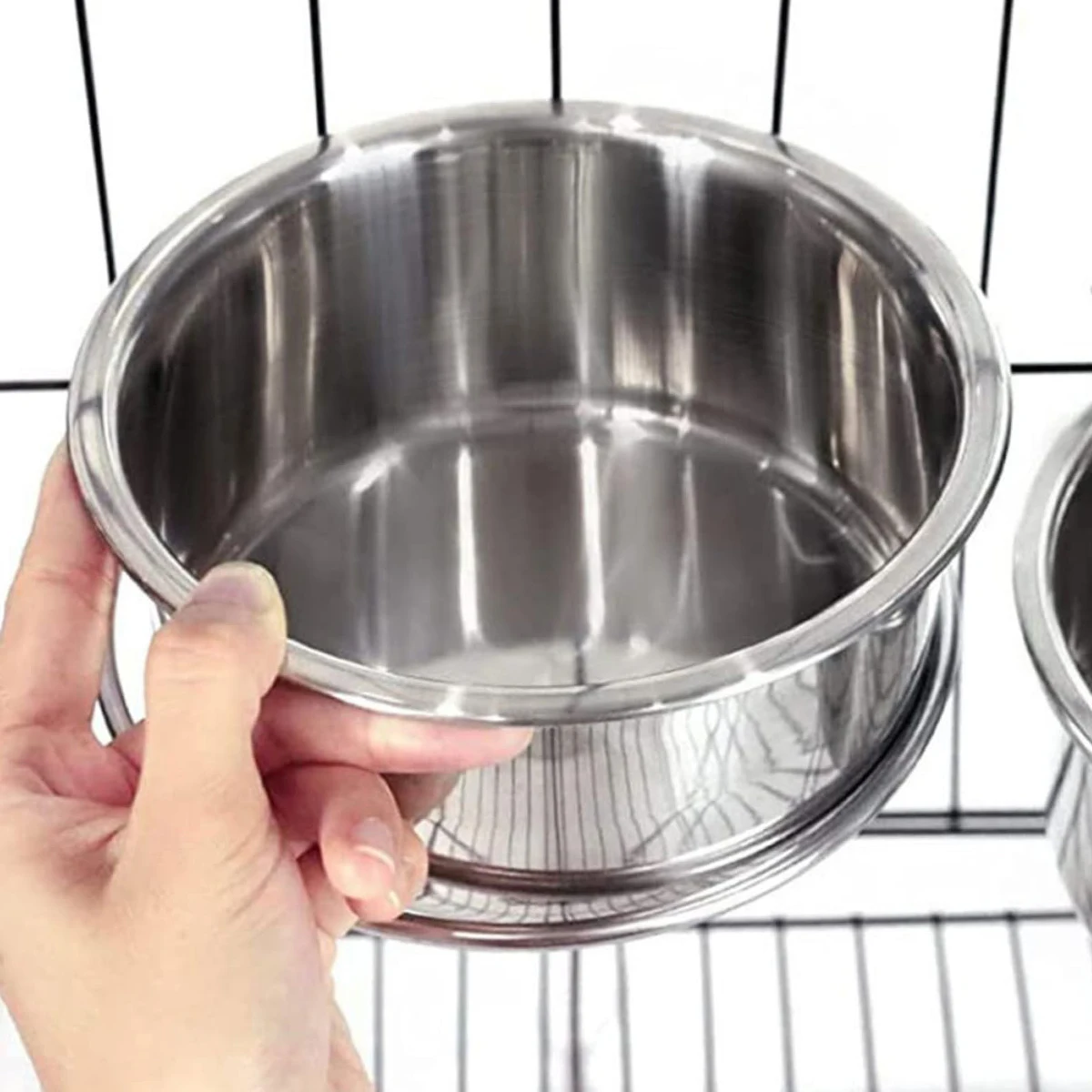 Stainless steel food basin food box bowl water basin water cup trough bird specific feed anti spill cup