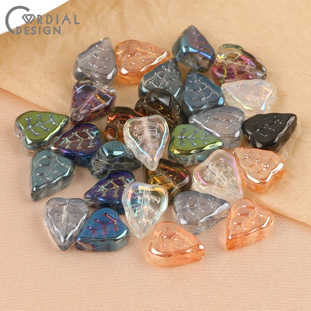 Cordial Design 8*10MM 500pcs Aurora Effect/Hand Made/Leaf Shape/Beads Making/DIY Glass Bead/Jewelry Findings & Components - cordial