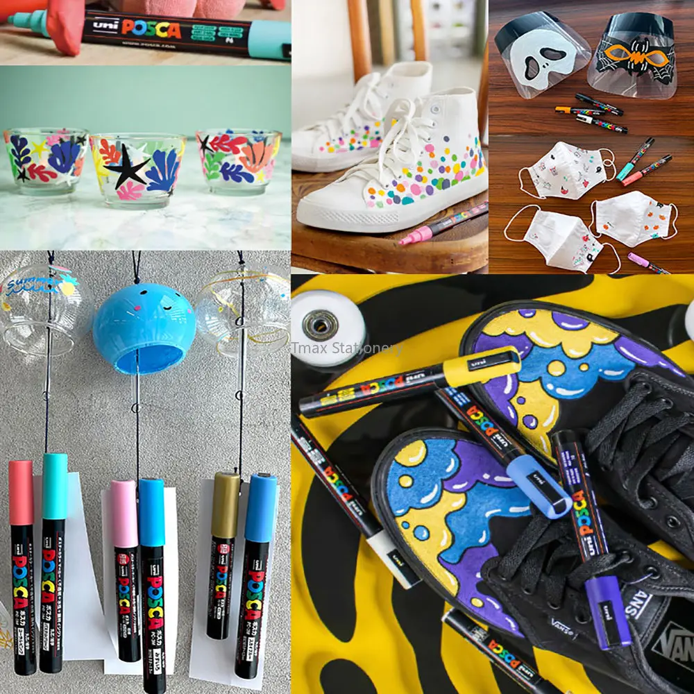 New Uni Posca Markers Pen Set PC-1M Waterproof Opaque Paint Pens Super Fine Nib 0.7mm Manga Graffiti Pen Art Supplies Stationery 5