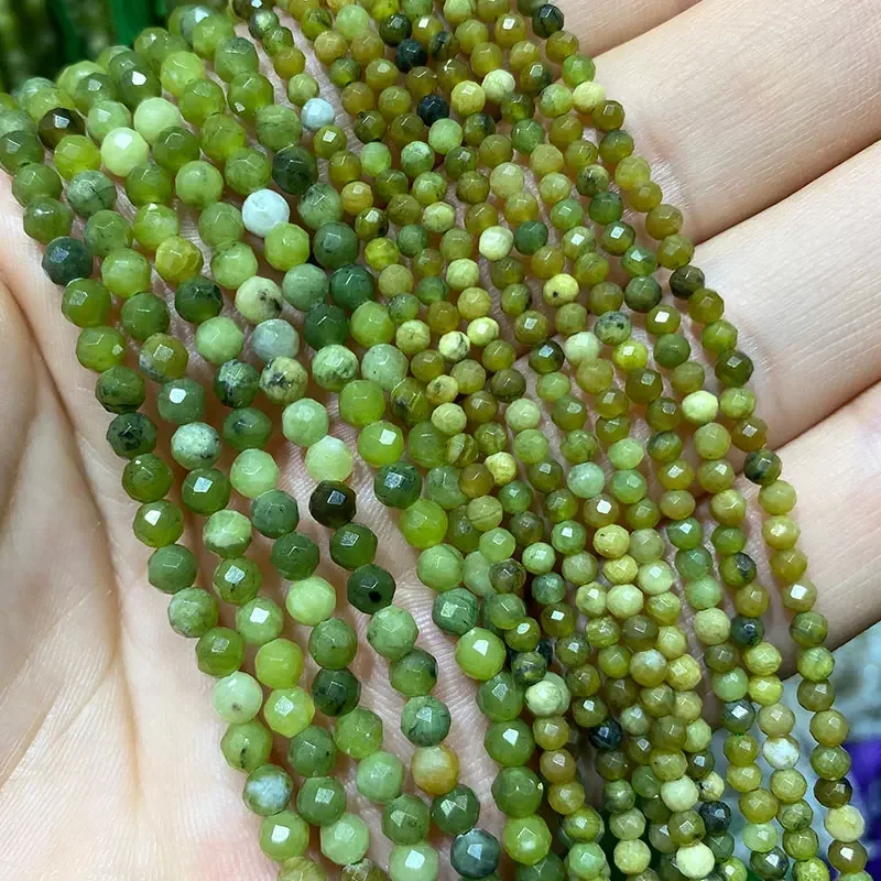 Natural Stone Beads Natural Stone Jasper Lapis Apatite Tourmaline Garnet Jade Faceted Round Beads For Jewelry Making DIY Bracelet Necklace 2/3/4MM